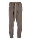 Rick Owens Tecuatl Grey Pants With Elastic Waist With Drawstring And Zip At The Ankles In Cotton Man In Grey