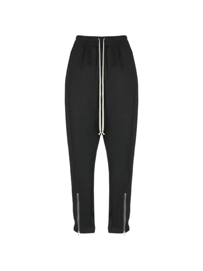 Rick Owens Soft Trousers With Elastic Waistband And Zippered Hems In Black