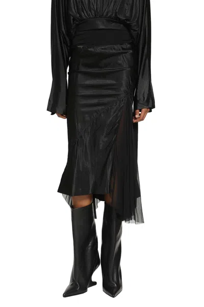 Rick Owens Temple A-line Bias Skirt In Black