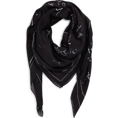 Rick Owens Temple Astrology Print Cotton Scarf In Black