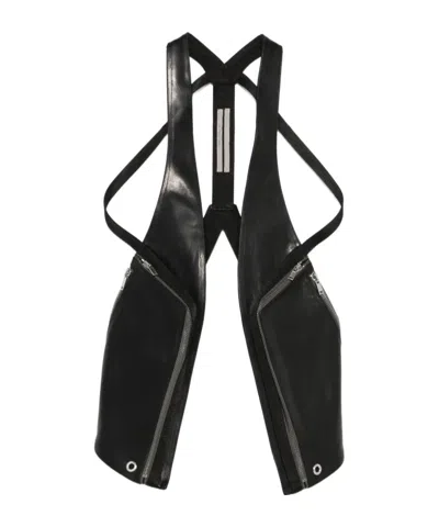 Rick Owens Temple Bauhaus Leather Waistcoat In Black