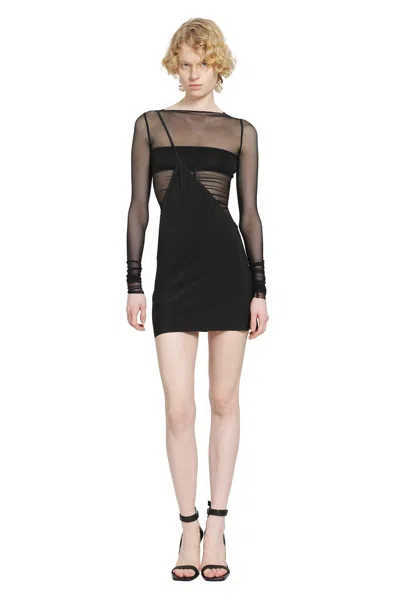 Rick Owens Temple Bias Strap Mini Dress In Black