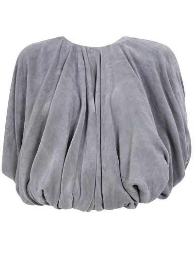 Rick Owens Temple Bubble Cropped Cape In Gray