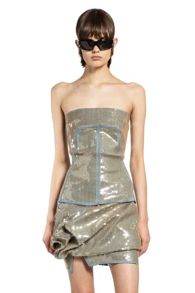 Rick Owens Temple Bustier Top In Neutral