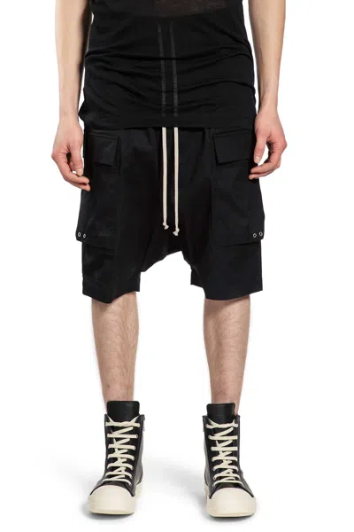 Rick Owens Temple Cargo Pods In Heavy Cotton Poplin In Black