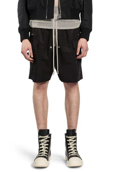 Rick Owens Temple Cargobela Shorts In Black