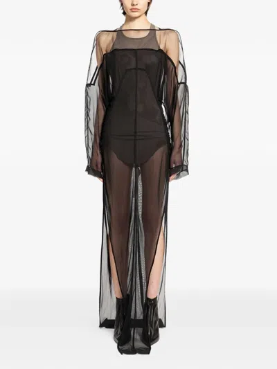 Rick Owens Temple Collage Boat-neck Maxi Dress In Multi