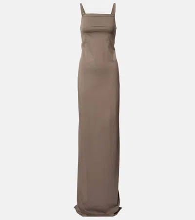 Rick Owens Temple Cotton Maxi Dress In Brown