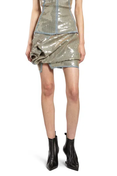 Rick Owens Temple Draped Asymmetrical Mini Skirt In Neutral