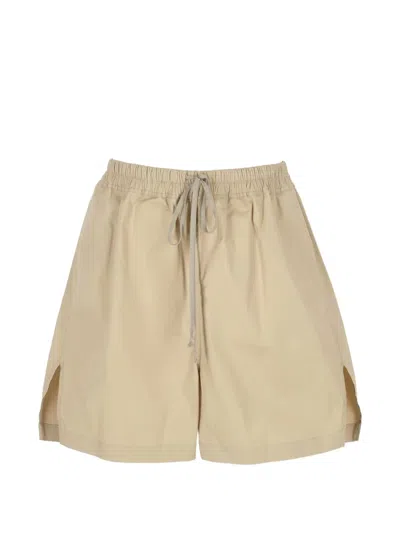 Rick Owens Temple Drawstring Side-slit Boxers In Brown