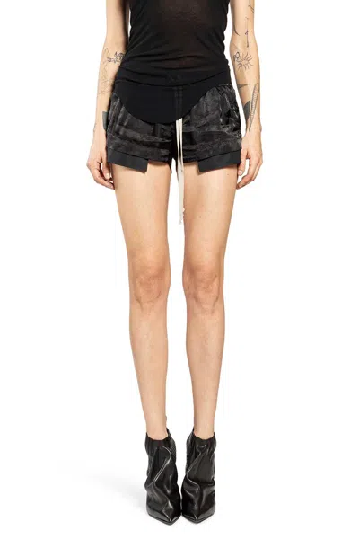 Rick Owens Temple Fog Boxers In Cupro Satin In Black