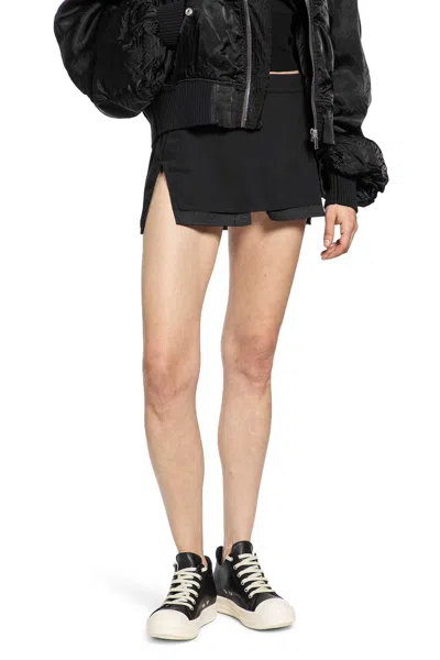 Rick Owens Temple Fog Cutoff Mini Skirt In Wool In Black