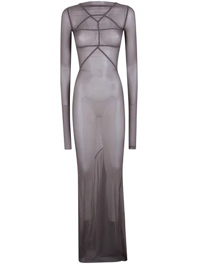 Rick Owens Temple Gown Long Dress In Blue