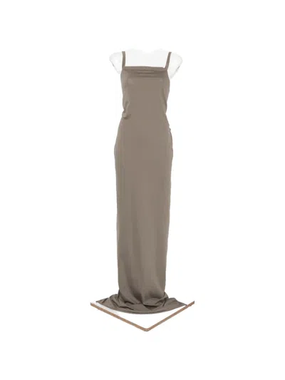 Rick Owens Temple Gown Spaghetti-strap Maxi Dress In Gray