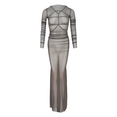 Rick Owens Temple Gown Stretch Tulle In Neutral