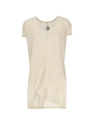 Rick Owens Sleeveless Cotton Top Asymmetric Hem V Neck In Neutral