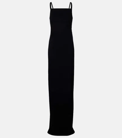 Rick Owens Temple Layered Cotton Jersey Maxi Dress In Black