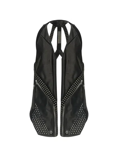Rick Owens Temple Sleeveless Open Front Studded Vest In Black