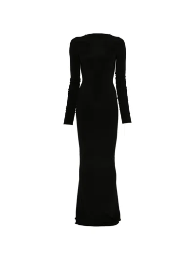 Rick Owens Temple Long-sleeves Maxi Dress In Black