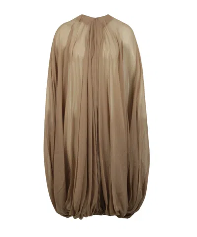 Rick Owens Temple Luxor Draped Cape In Brown