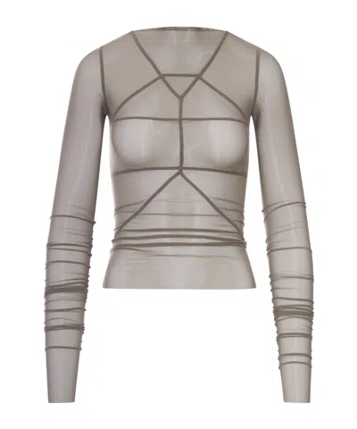Rick Owens Temple Mesh Top In Gray
