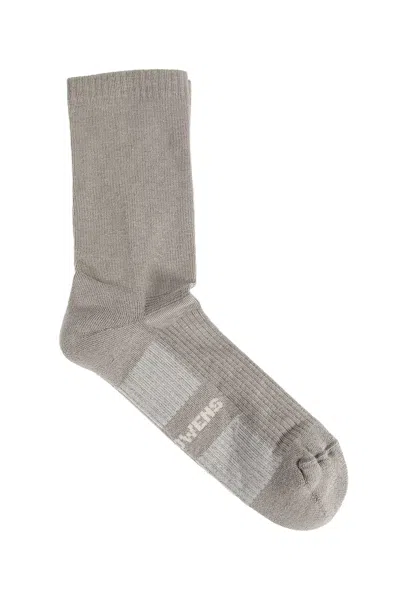 Rick Owens Temple Mid Calf Socks In Gray