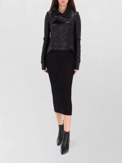 Rick Owens Lamb Leather Asymmetric Biker Jacket In Multi