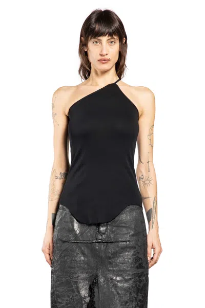 Rick Owens Temple One Shoulder Tank In Black