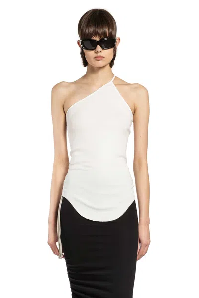 Rick Owens Temple One Shoulder Tank In White