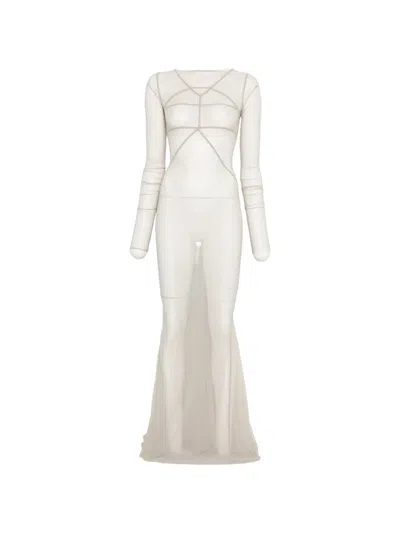 Rick Owens Temple Panelled Maxi Dress In White