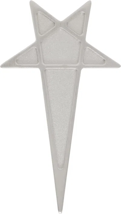 Rick Owens Temple Pentagram Lapel Pin In Metallic