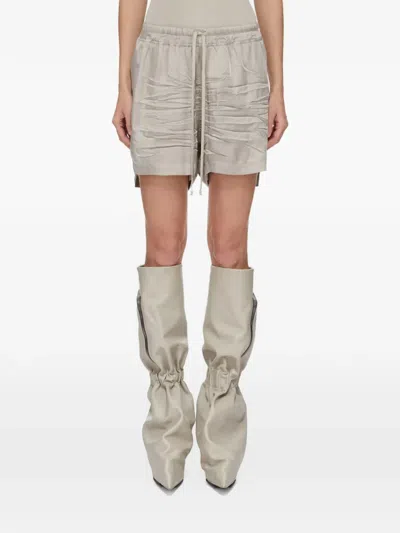 Rick Owens Temple Ruched Shorts In Gray