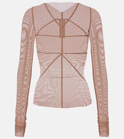 Rick Owens Temple Sheer Tulle Top In Pink