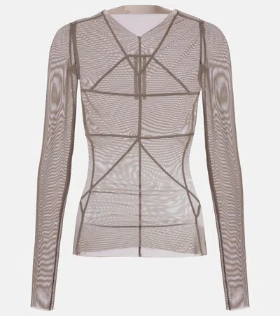 Rick Owens Temple Sheer Tulle Top In Pink