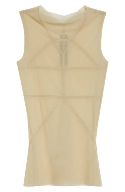 Rick Owens Temple Sleeveless Tulle Top In Nude