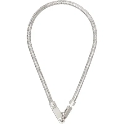 Rick Owens Temple Snake Chain Necklace In Silver