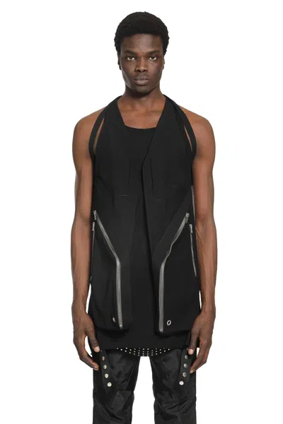 Rick Owens Temple Temple Vest Long In Black