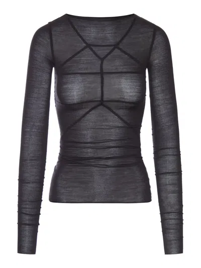 Rick Owens Temple T-shirt In Wool And Silk Blend In Multi