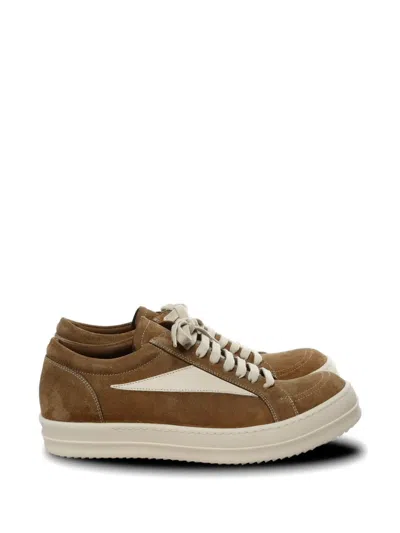 Rick Owens Vintage Full-grain Leather-trimmed Suede Sneakers In Brown