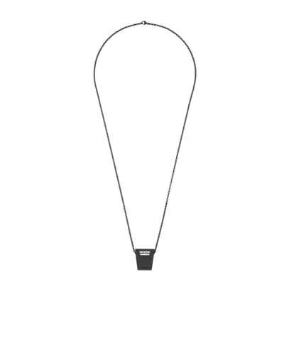 Rick Owens Text Pattern Detail Necklace In Black