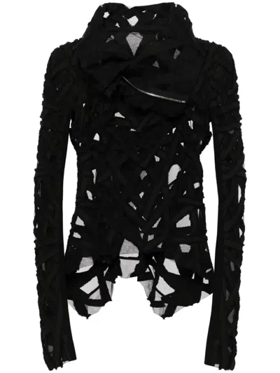 Rick Owens Textured Biker Jacket In Black