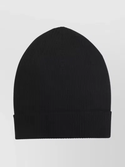 RICK OWENS TEXTURED KNIT BEANIE CUFFED EDGE