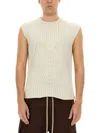 RICK OWENS RICK OWENS TEXTURED RIBBED KNITTED VEST WITH GEOMETRIC PATTERN