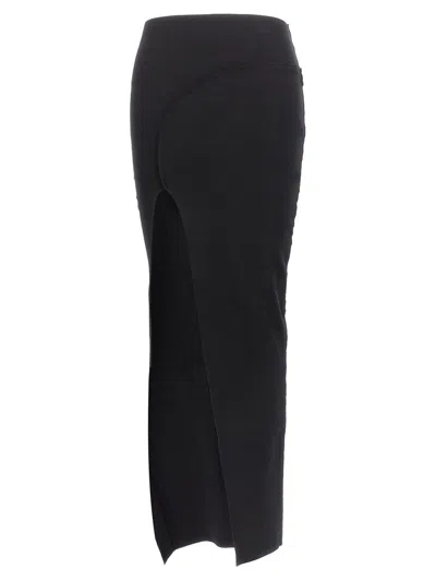 Rick Owens 'theresa' Maxi Black Skirt With Wide Split At The Front In Viscose Blend Woman