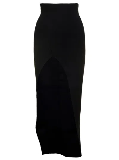 Rick Owens 'theresa' Maxi Black Skirt With Wide Split At The Front In Viscose Blend Woman