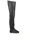 Rick Owens Black Knee-high Sneakers With Platform In Leather Woman In Black