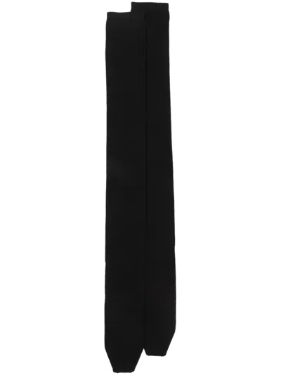 Rick Owens Thigh-length Ribbed Socks In Black