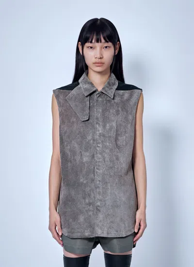 Rick Owens Throat Latch Short Sleeves Shirt In Gray