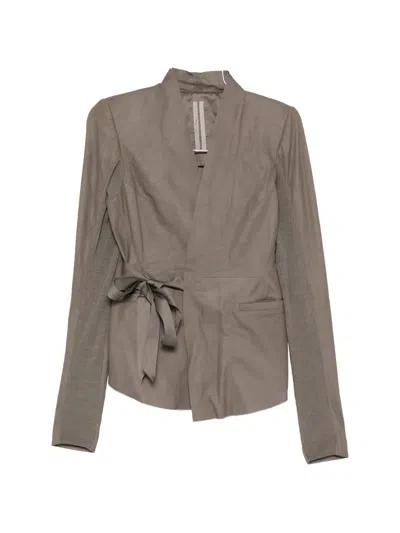 Rick Owens Tie Belt Jacket In Gray