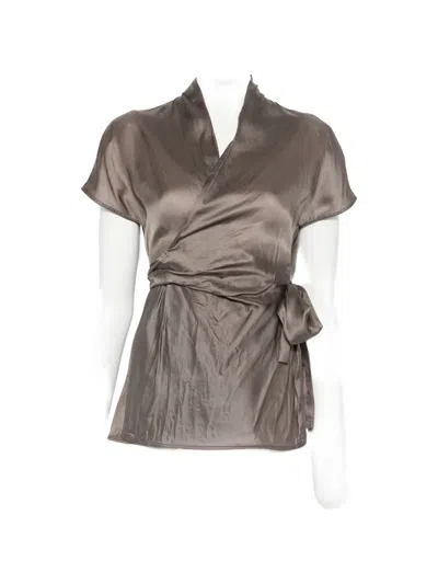 Rick Owens Tie-detail Short-sleeve Blouse In Silver